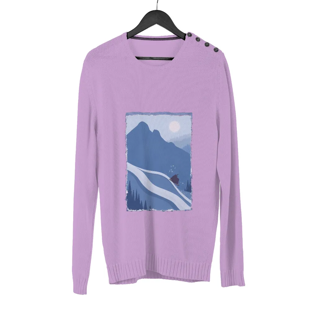 Tee Shirts Printed: Snowboarding Adventure| Majestic mountain range