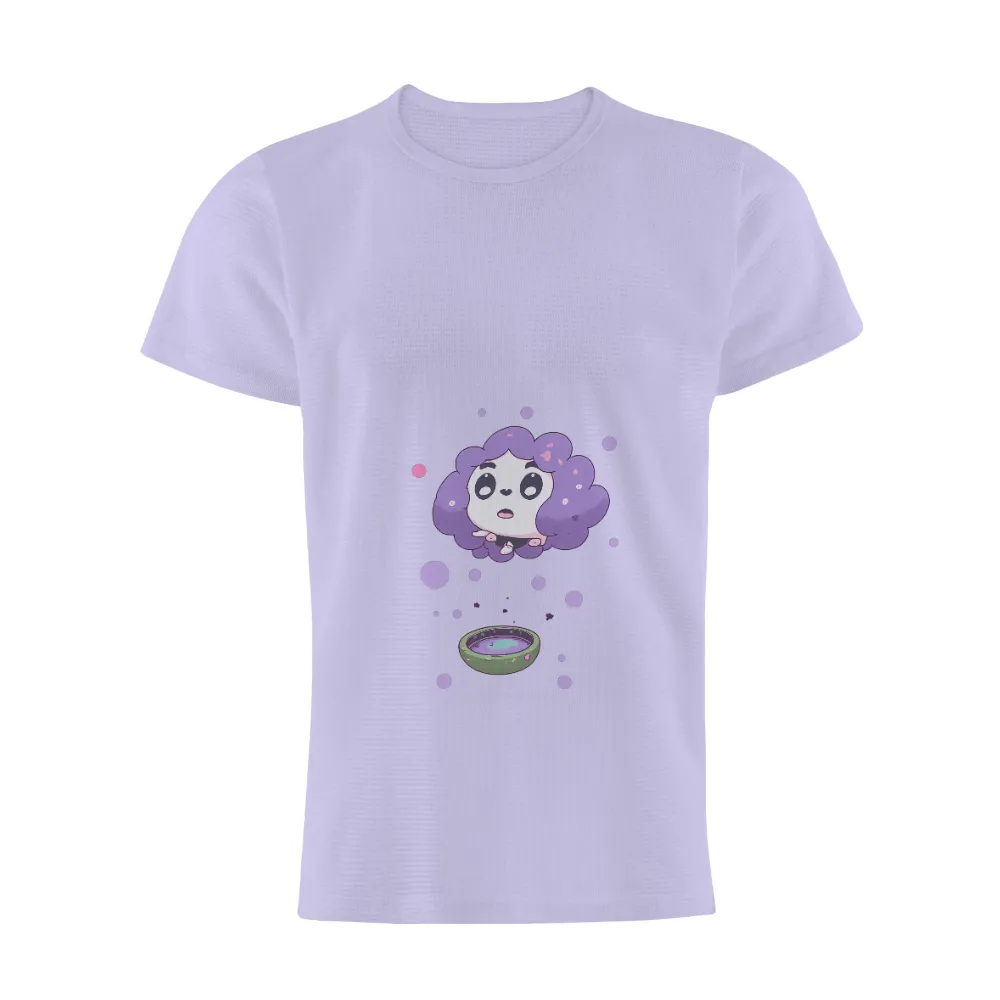 Tee Shirt Printing: Curious Floating Panda - Anime Fantasy Design| Whimsical anime design