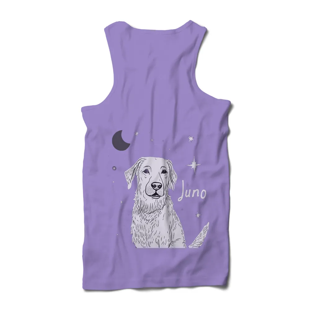 Custom T-Shirt Printing: Juno Under the Stars - Personalized Text, Golden Retriever, Night|music art love happiness t shirt