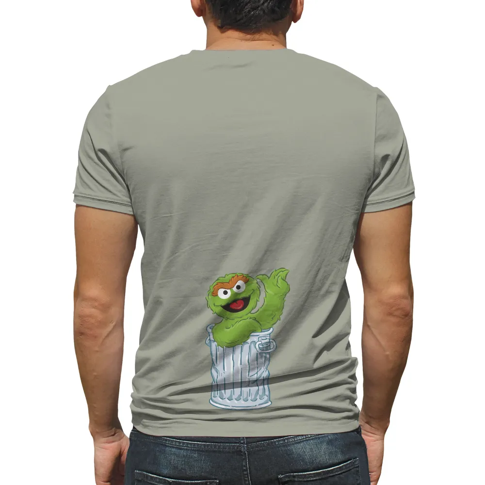 Custom T-Shirt Printing: Oscar's Treasure in the Trash Can|cartoon character with blue shirt