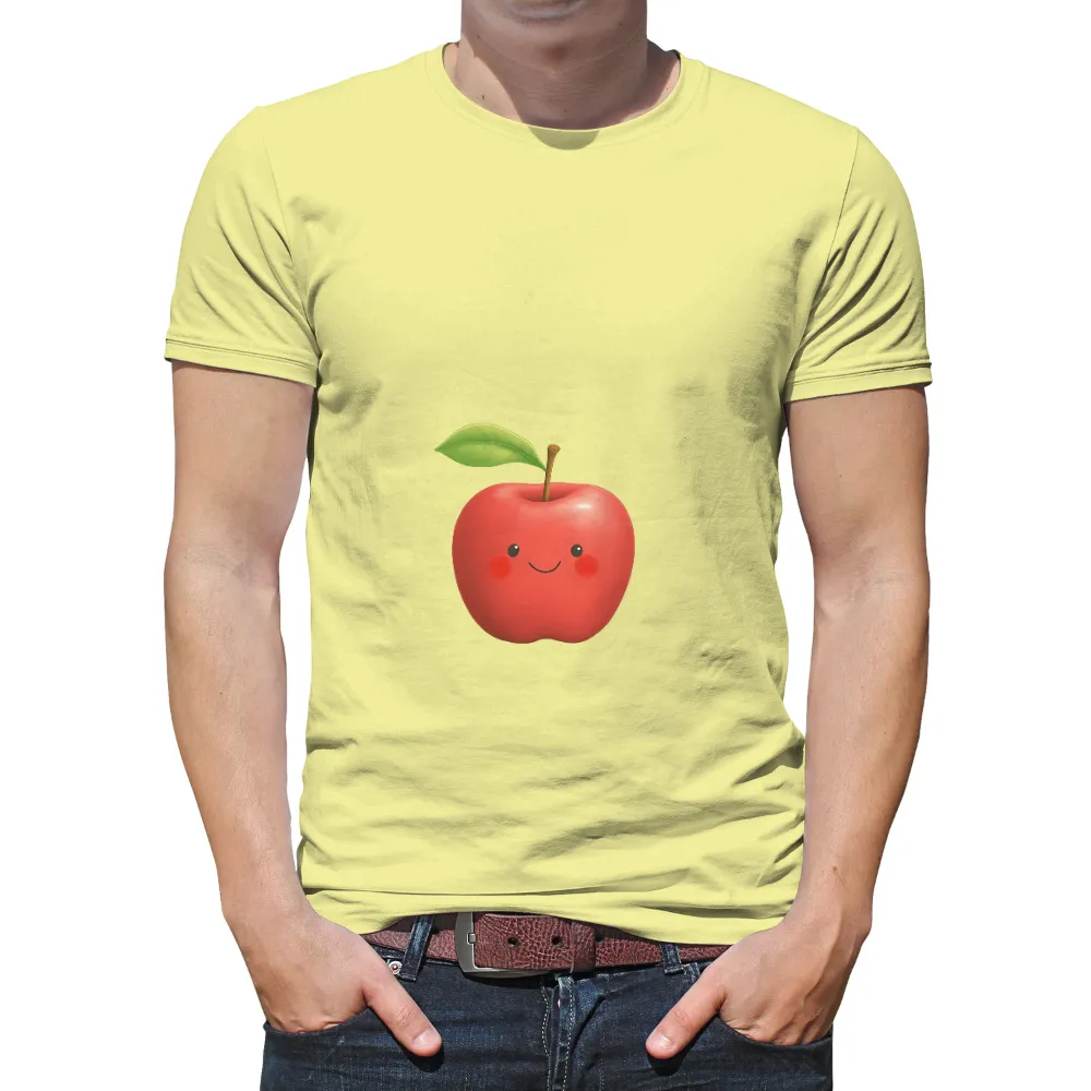 Graphic Tees: Cheerful Apple Face - Spread Joy Everywhere|roblox t shirt smile