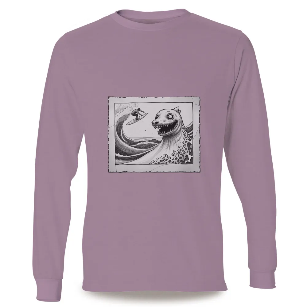 TShirt Design: Surfer and Sea Monster Friendship|tower of fantasy t shirt