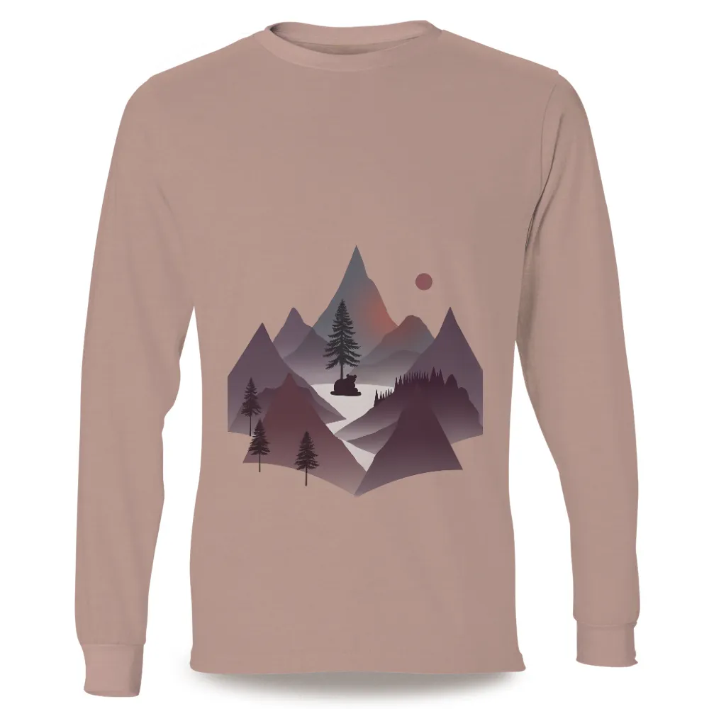 Shirts Graphic Tees: Bear in the Wilderness - Minimalist Nature Design|bear beer pocket shirt