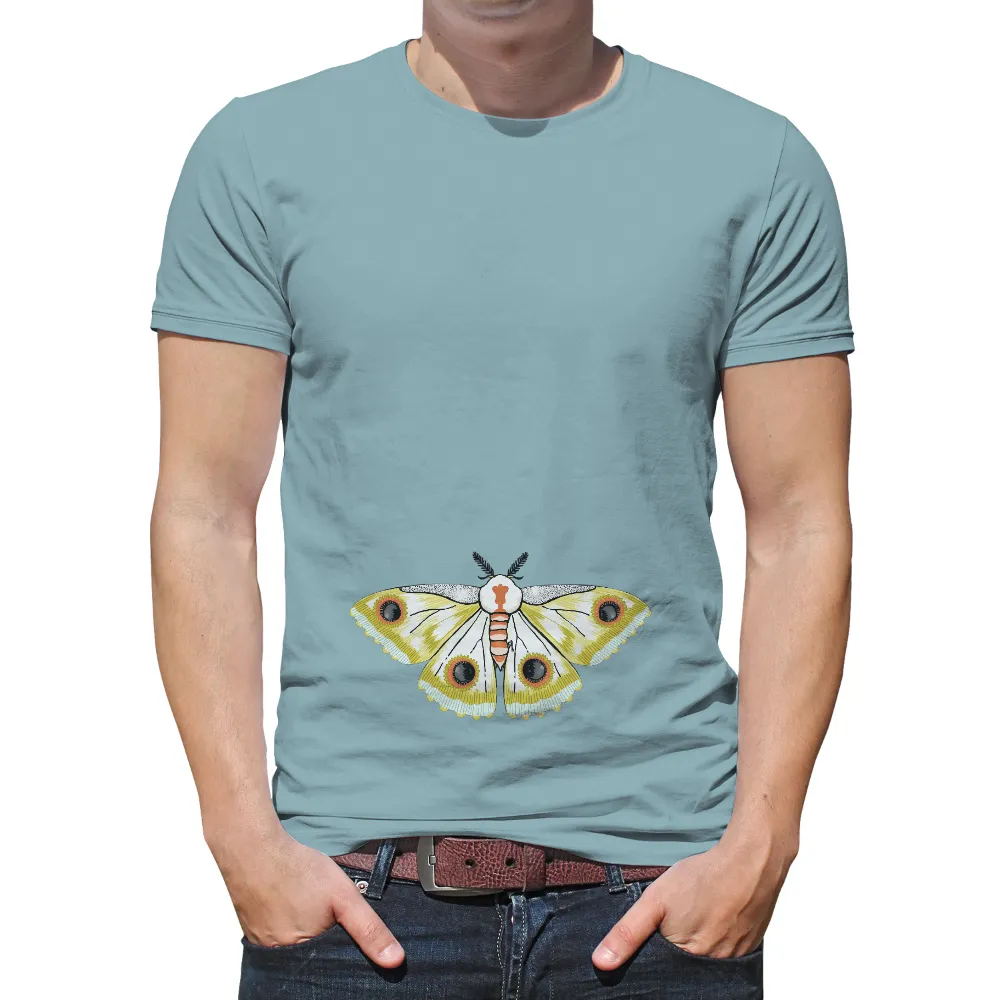 Polyphemus Moth T-Shirt Printing | Nature-Inspired Artistic Design| dark background