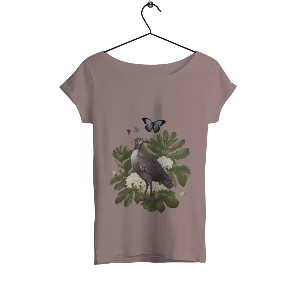 Tee Shirt Printing: Nature's Harmony - Raven and White Flowers|butterfly sweat shirt