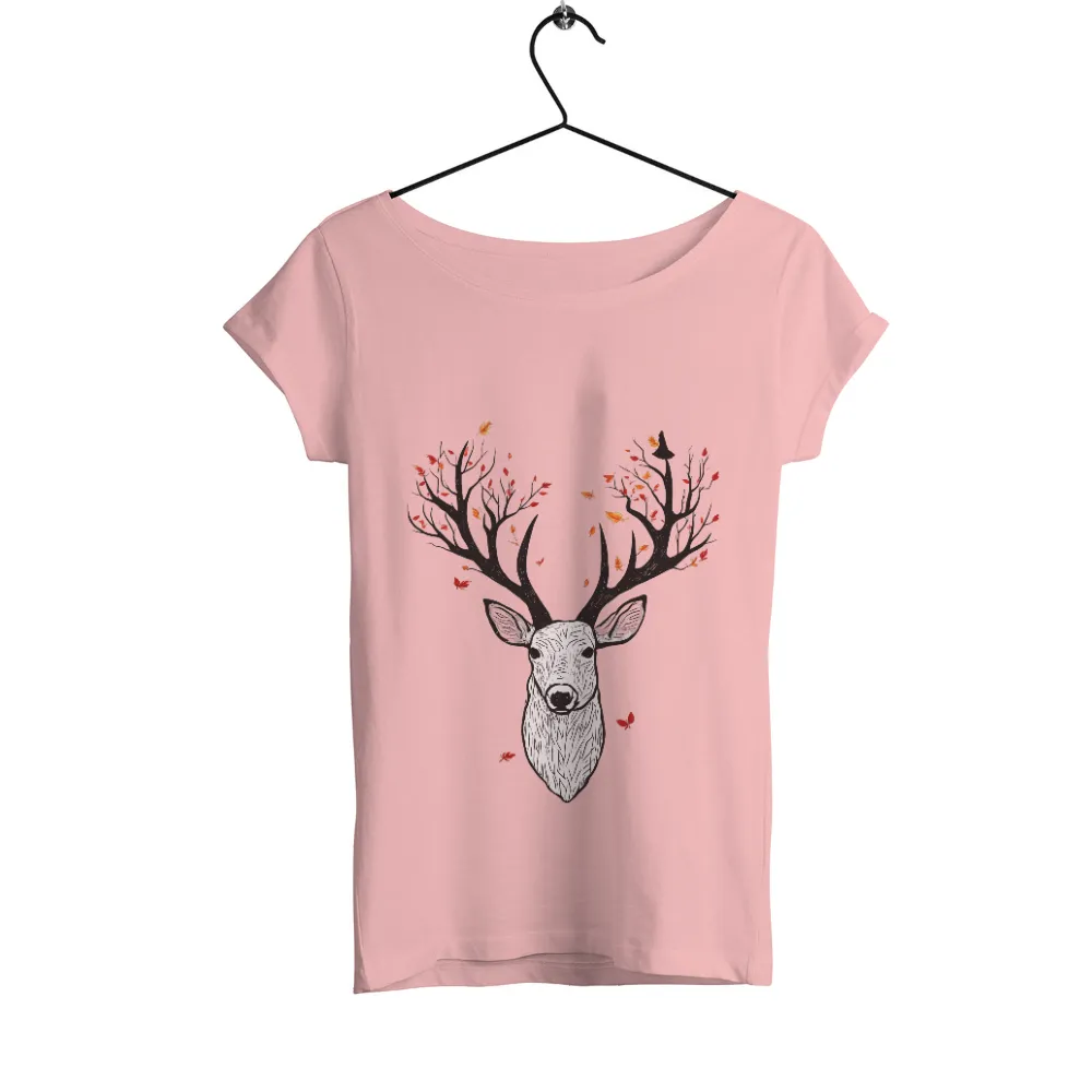 T-Shirts Pattern: Majestic Deer in Autumn Forest|reign forest fronds camp shirt