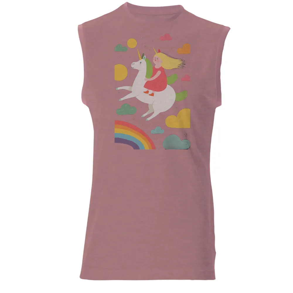 Customized Tee Shirts: Unicorn Dreams in the Night Sky|white long sleeve shirt with rainbow stripe