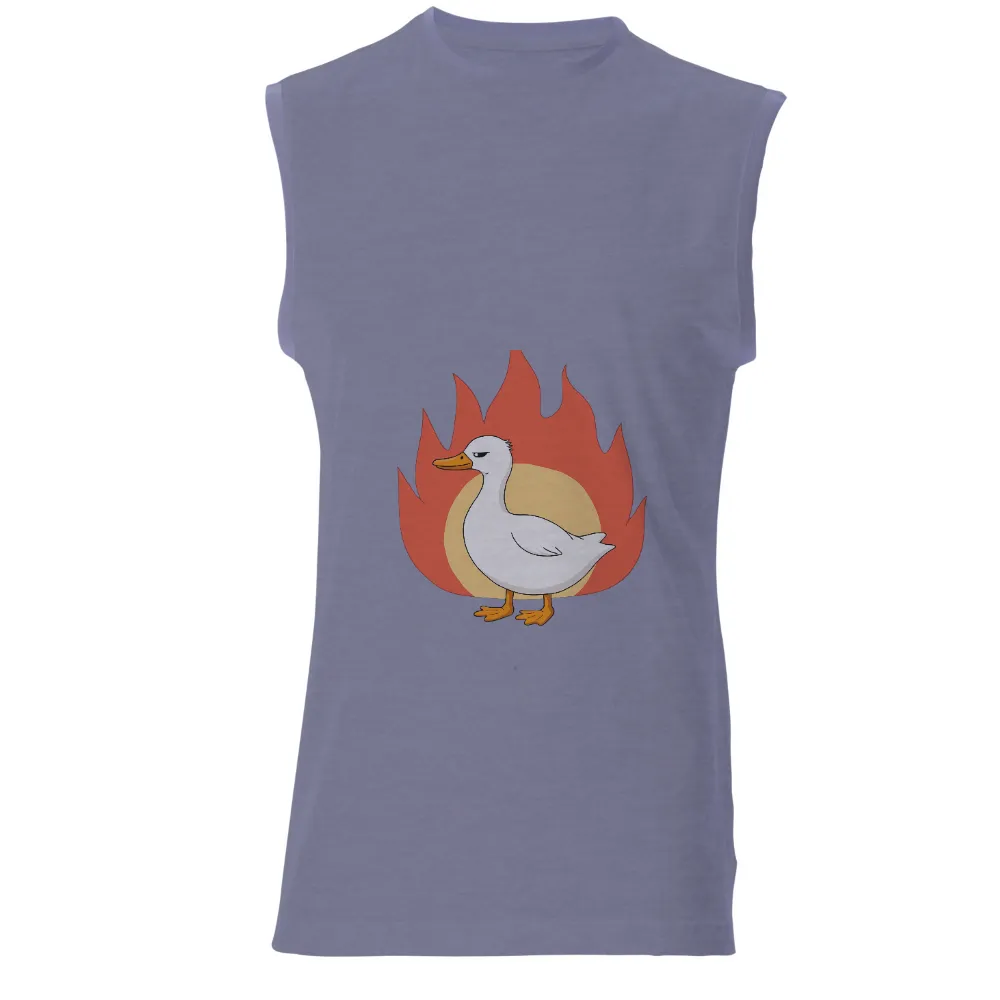 T-Shirts Pattern: Defiant Duck in Flames| White duck in fiery background