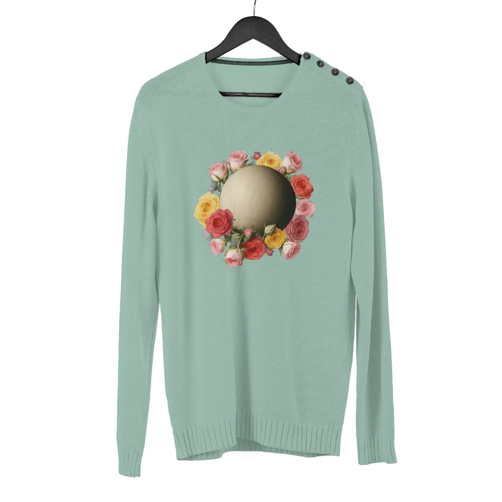 Shirts Graphic Tees: Roses and Golden Sphere - Artistic Design|guns and roses bleached t shirt