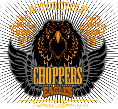 Choppers Eagles T-Shirt Printing: Vintage Motorcycle Club Emblem