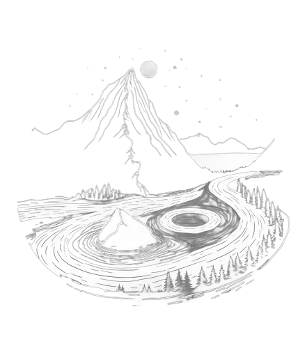 Shirts Graphic Tees: Nature's Tranquility - Mountain Lake Moon Forest River