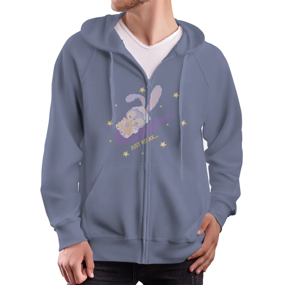 Graphic Tees: Just Relax with Luna - Bunny Dreams Under Starry Skies|t shirt painting on nature