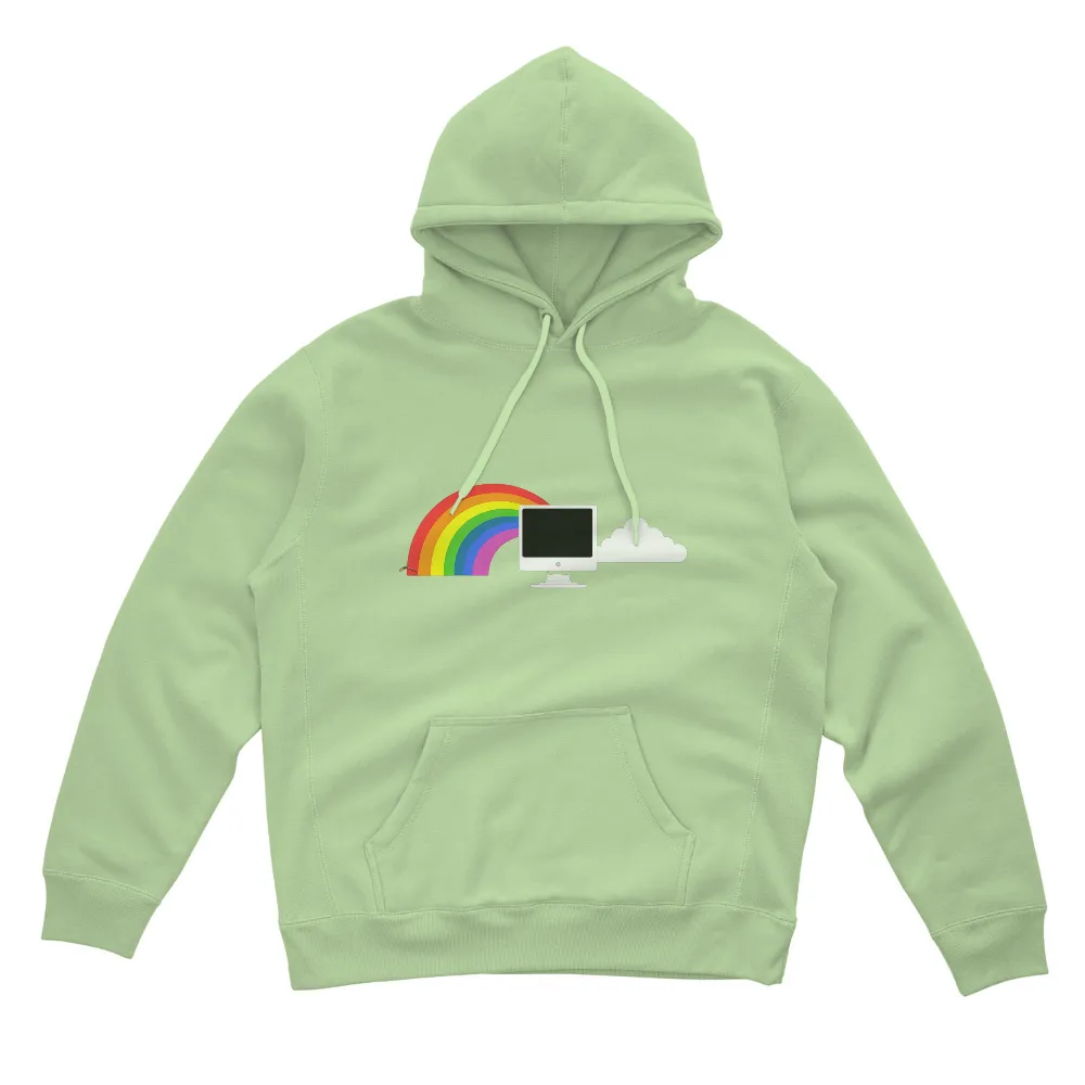 Customized Apparel - Rainbow Tech Dreams: Where Nature Meets Technology|white shirt with rainbow heart