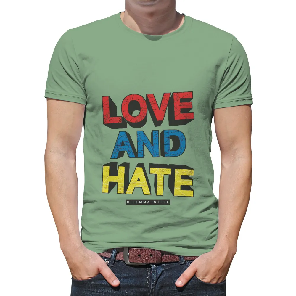 T-Shirts Design: Love and Hate - Dilemma in Life|name design t shirt