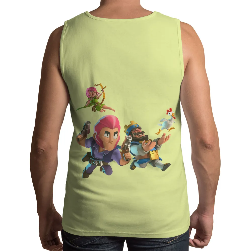 Customized Tee Shirts: Clash Royale Characters - Archers, Kings, and Chickens|black marvel characters shirt