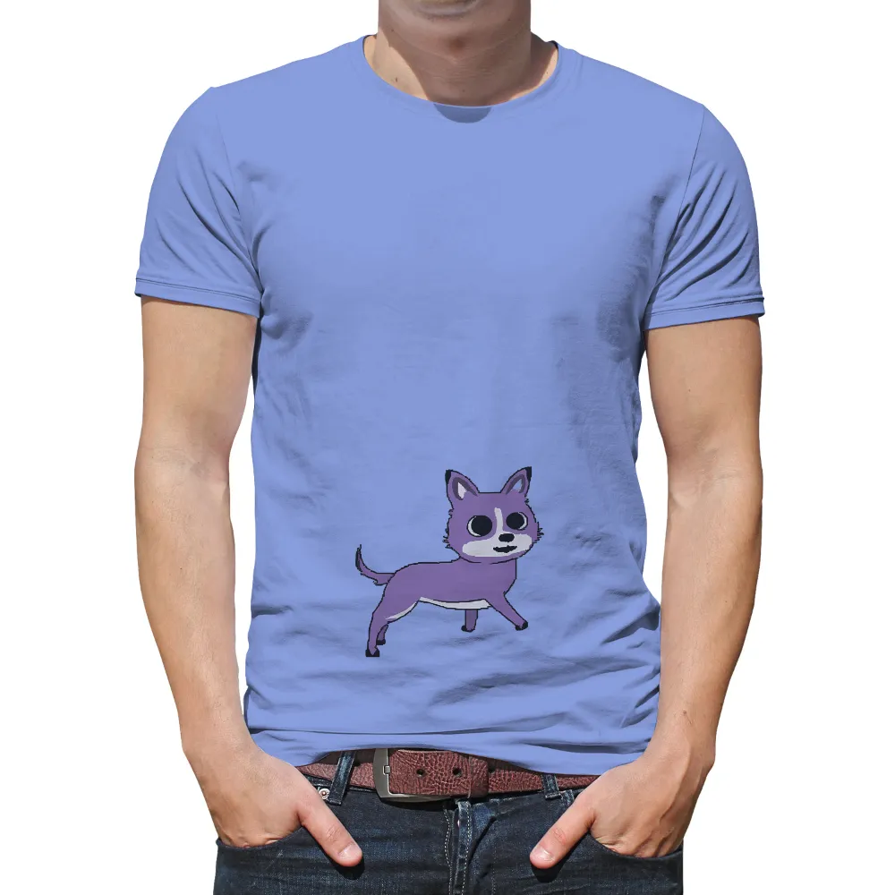 Tee Shirts Printed: Whimsical Purple Cat - Wearable Art