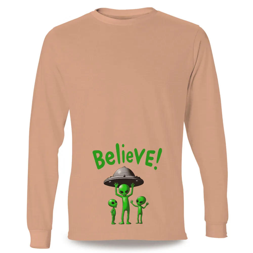 Custom Tee Shirts: Believe in the Unseen - Alien Encounter|space fruity records shirt