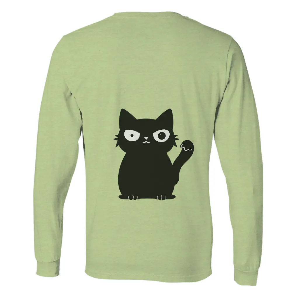 Custom Tee Shirts: Quirky Black Cat Design|minimalist anime clothing