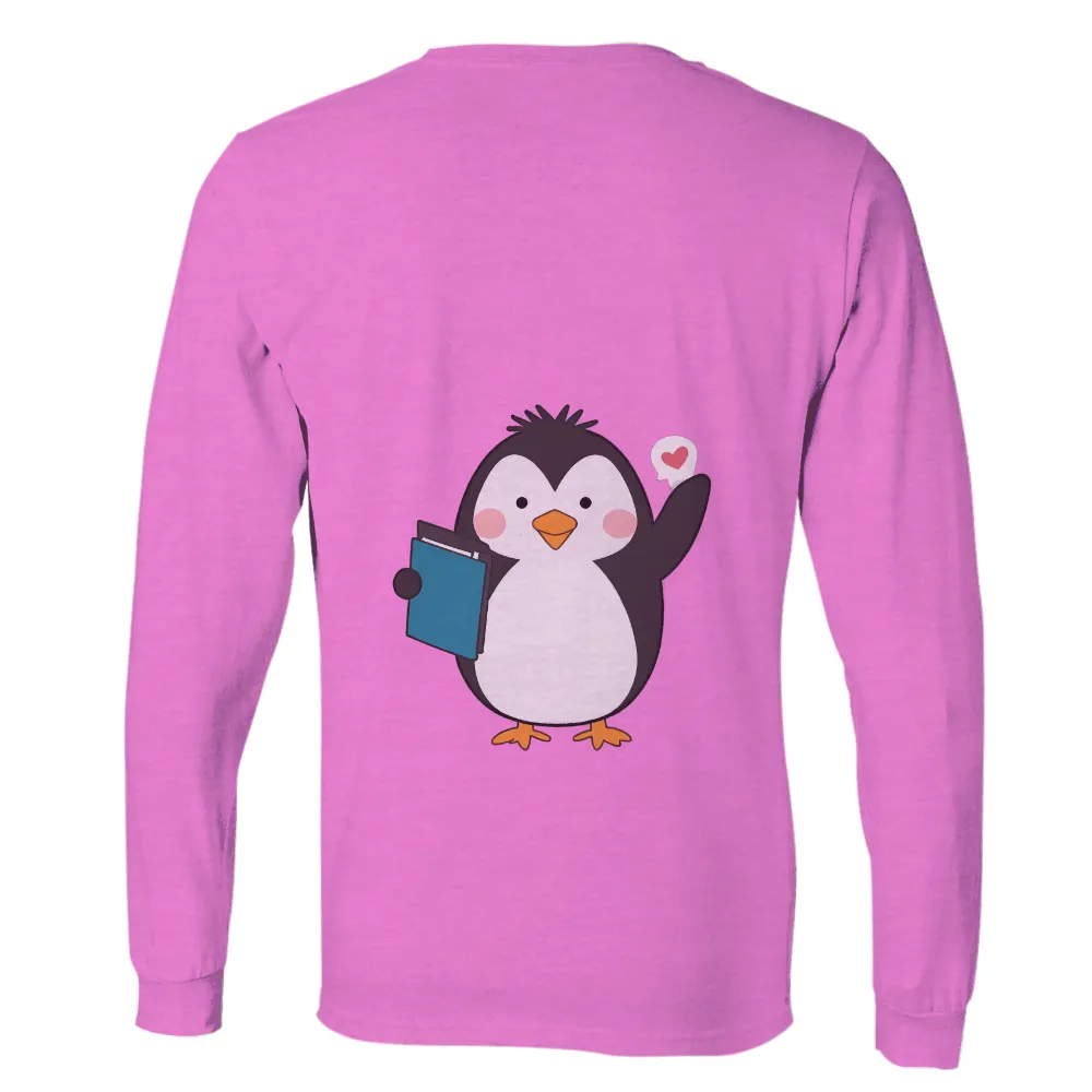 T-Shirts Design: Percy the Penguin - Book Lover Adventure|t shirt with rainbow heart