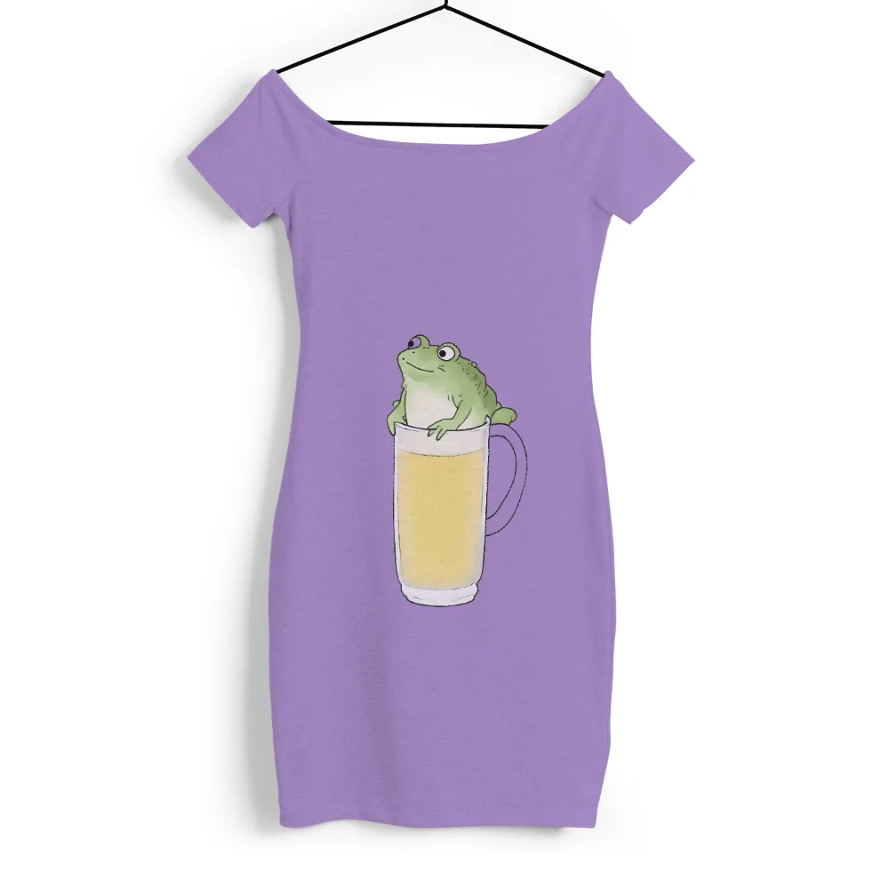 Custom Tee Shirts: Whimsical Frog Adventure with Golden Liquid|kingsbury beer t shirts