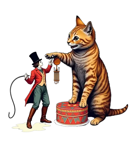 Custom Tee Shirts: Circus Magic with Ringmaster and Cat