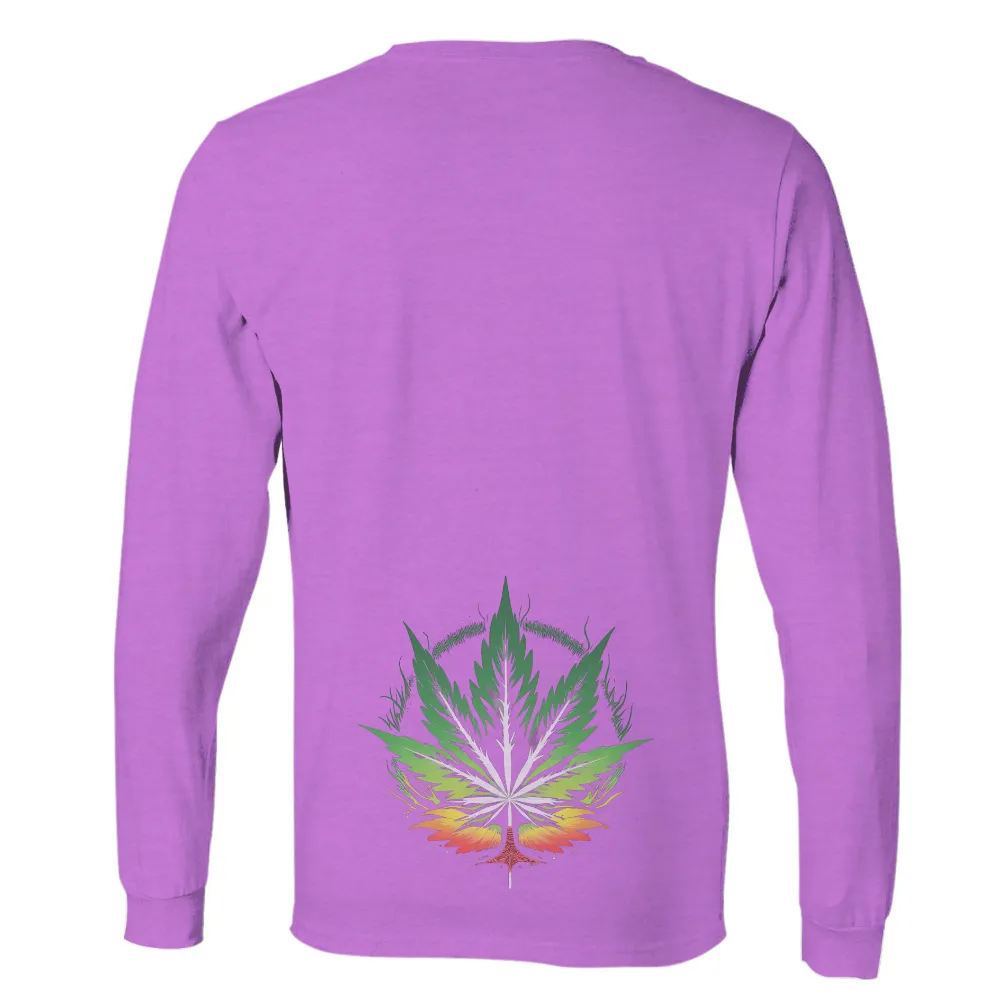 Custom T-Shirt Printing: Vibrant Cannabis Leaf Design|rainbow gradient shirt