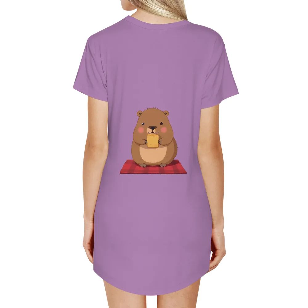 TShirt Printing: Hazel the Hamster Enjoys Cheese - Minimalist Design|cute valentine women's t shirts