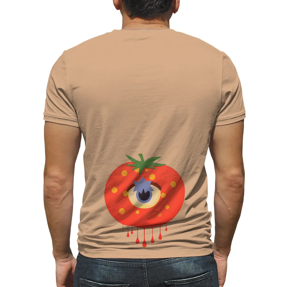 Unique Art Piece: A Whimsical Tomato with an Eye|surreal hawaii shirt