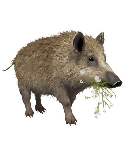 Wild Boar with White Flowers - Shirts Graphic Tees