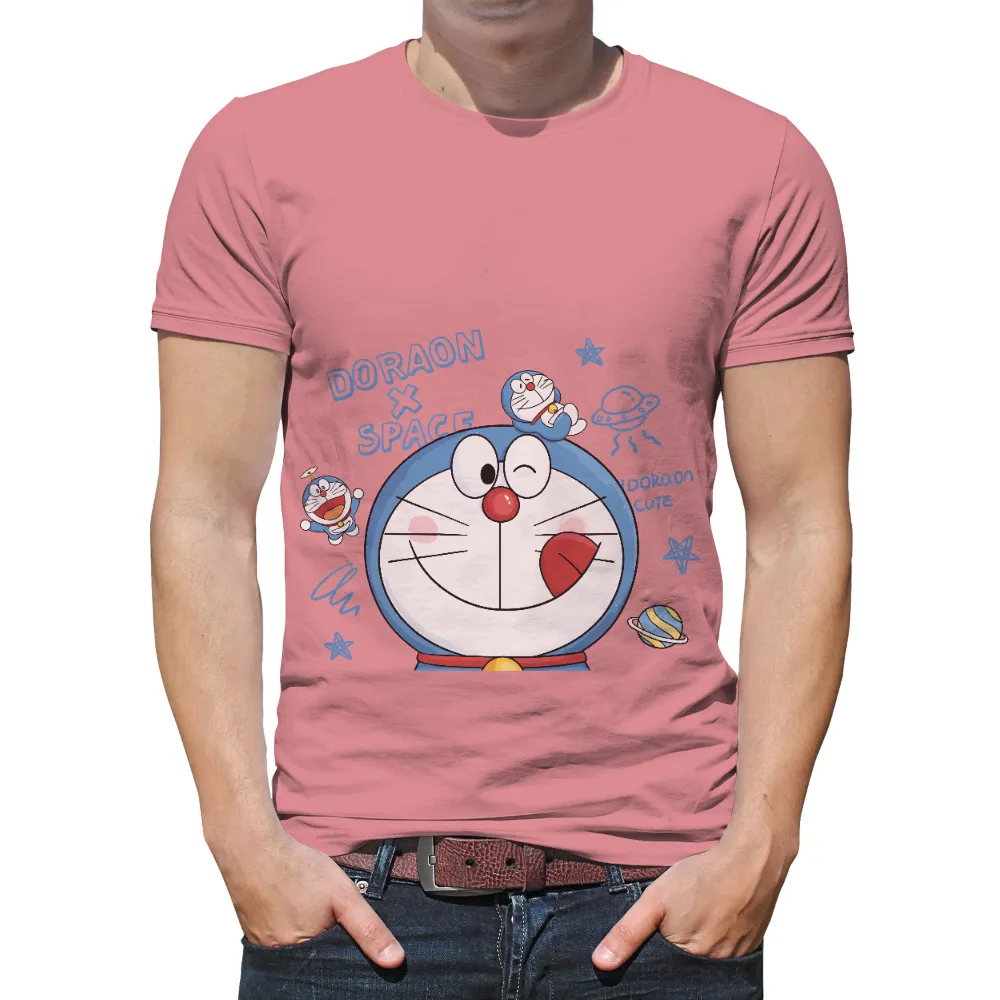 Doraemon's Cosmic Adventure: T-Shirts Pattern Featuring Space Exploration|cute family easter shirts