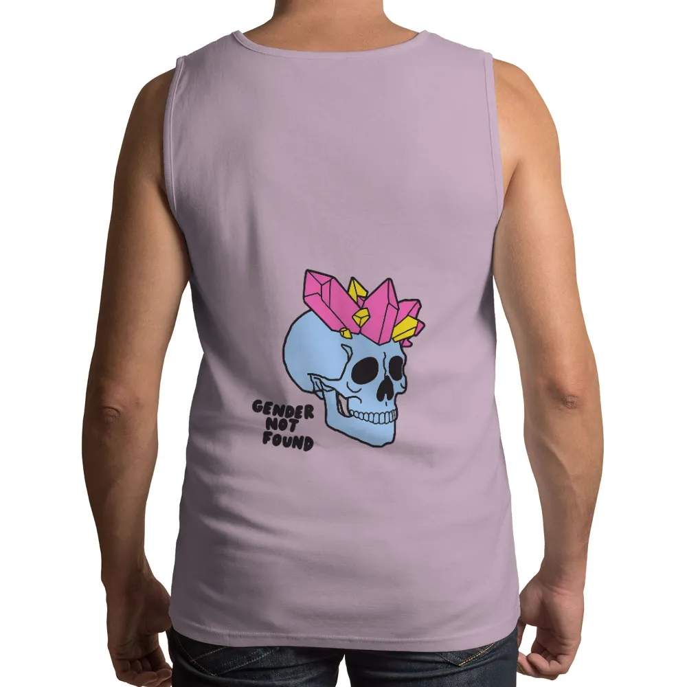 TShirt Printing: Crystal Skull Art | Gender Not Found|Blue skull with pink and yellow crystals