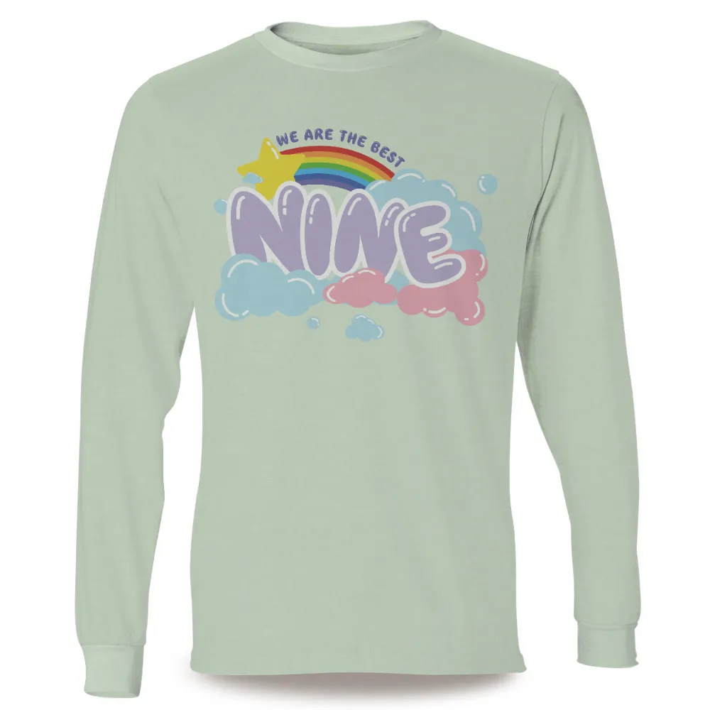 T-Shirts Custom: Embrace the Magic of Nine with Rainbow and Clouds|hazy rainbow tie dye shirt