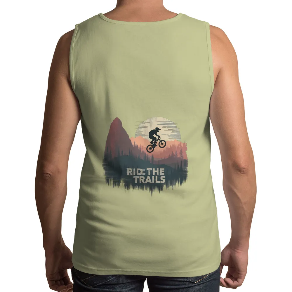 Tee Shirts Printed: Ride the Trails - Mountain Biking Adventure|sunset t