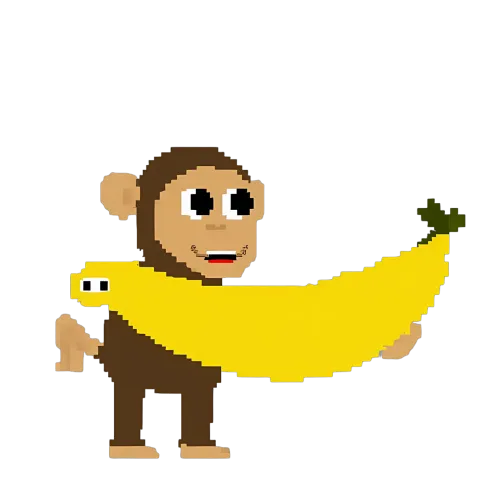 Shirts Graphic Tees: Pixel Art Monkey with Giant Banana Peel