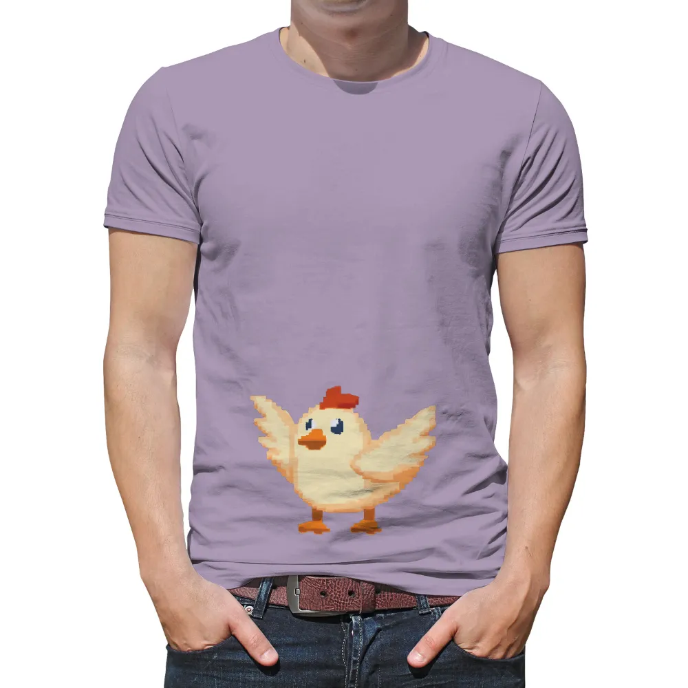 Pixel Art Chicken T-Shirt Printing: A Whimsical Nostalgic Design|oh look a chicken t shirt