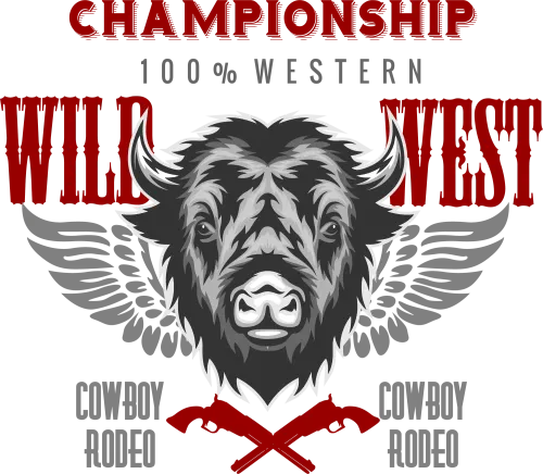 Tee Shirt Printing: Championship 100% Western Cowboy Rodeo Bison Design