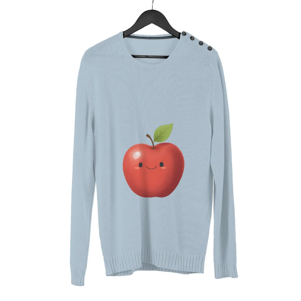 Graphic Tees: Cheerful Red Apple with a Happy Face|red wings capfriendly