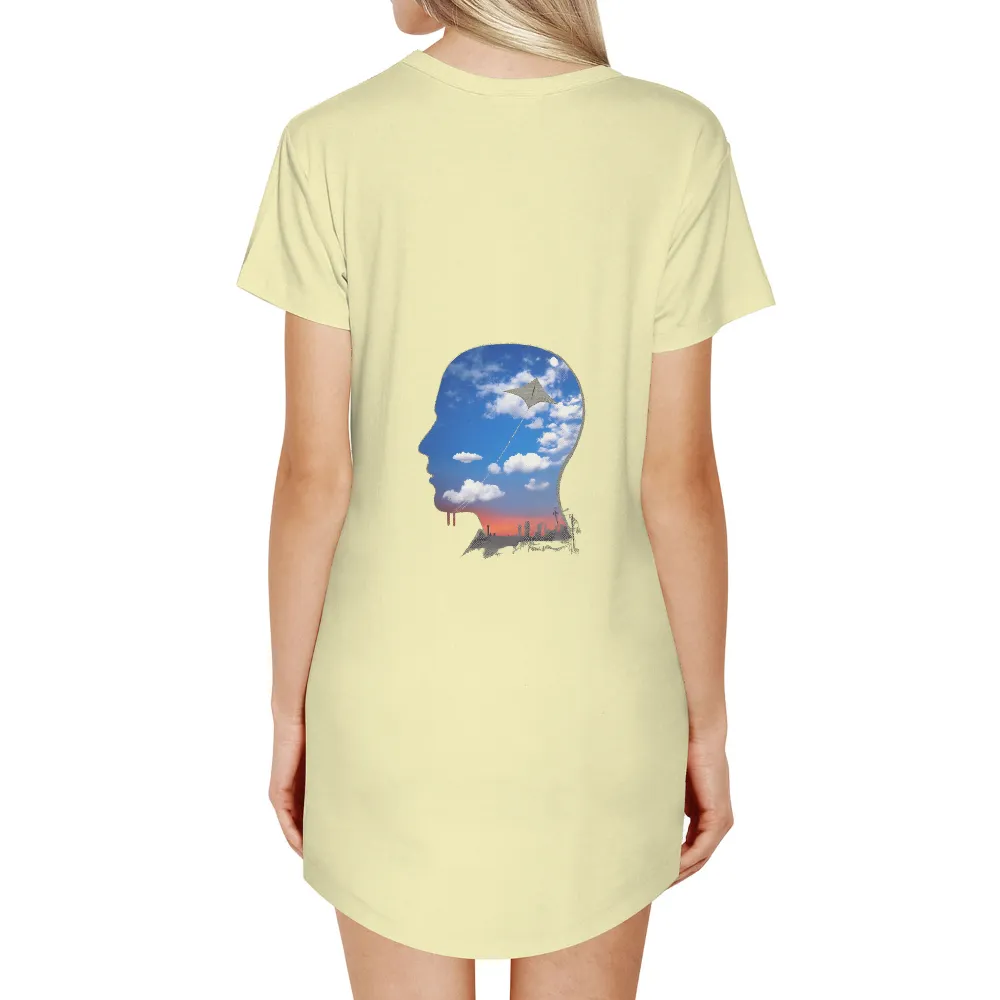 Graphic Tees: Childhood Dreams and Freedom|Silhouette of a child flying a kite