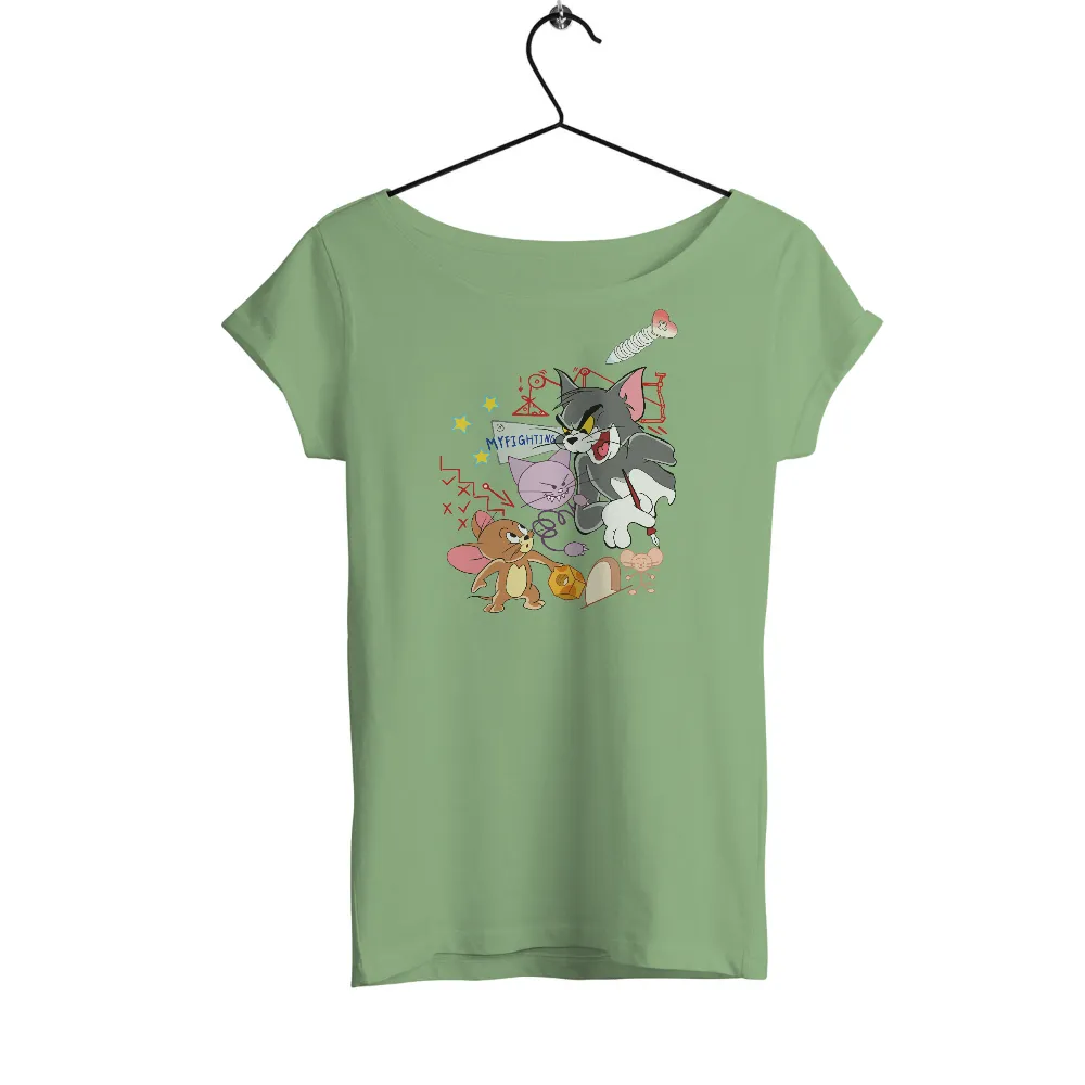 Tee Shirts Printed: Tom and Jerry MYFIGHTING|junji ito's cat diary sudden attack t shirt