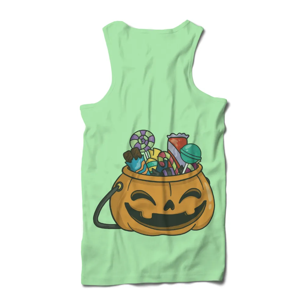 Halloween Pumpkin Bucket T-Shirt Printing - Festive Candy Delight|a fun thing to do in the morning shirt