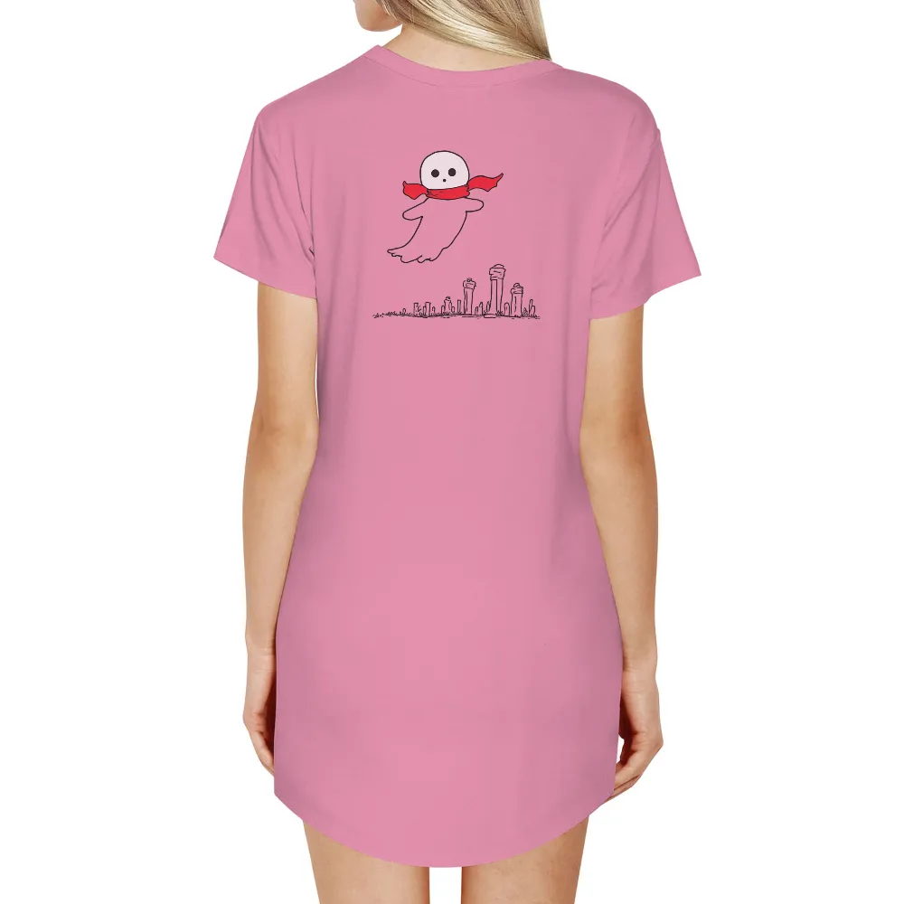 Luna: Ghostly Figure in a Futuristic City - T-Shirts Design|roblox t shirt ghost