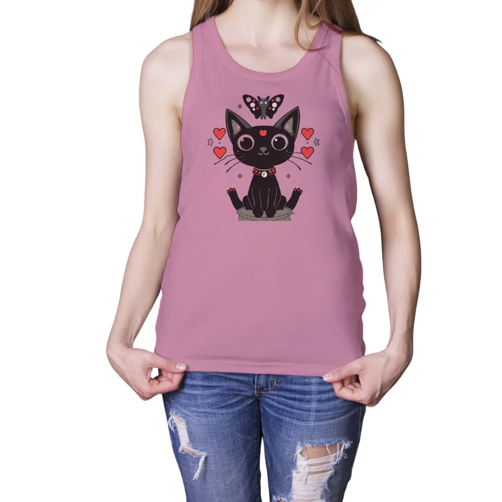 T-Shirt Printing: Luna - A Blend of Artistry and Emotion| Black cat with red heart