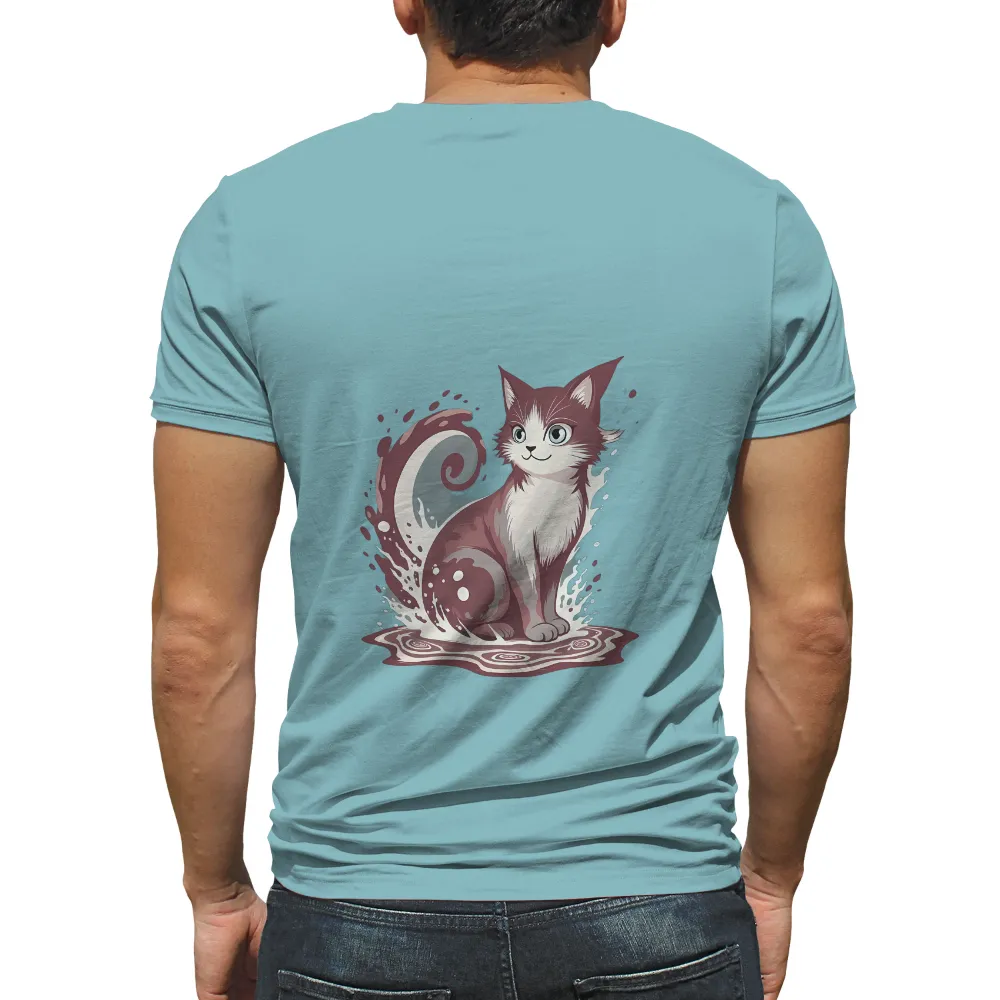 Whimsical Cat T-Shirt Design: Coffee Swirls and Splashes|doja cat nasa