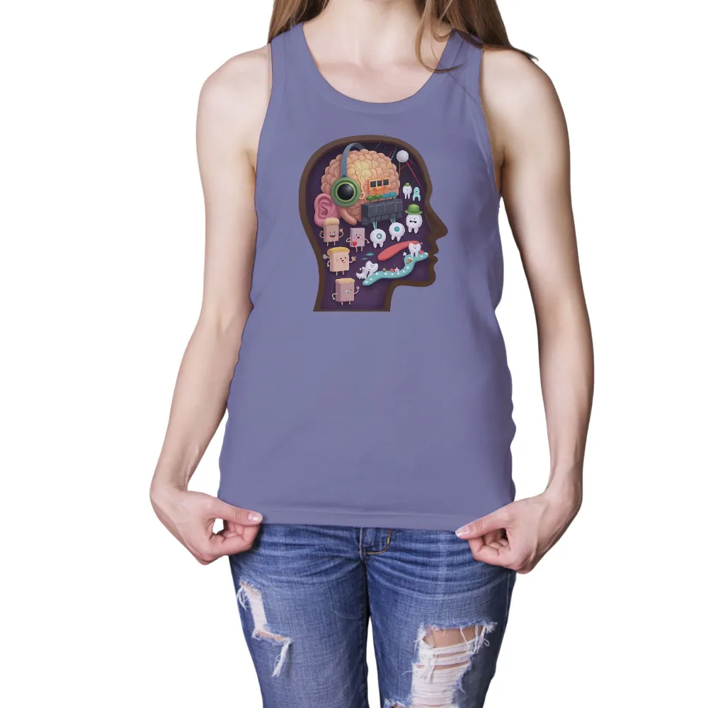 Custom Tee Shirts: Whimsical Mind Exploration | Brain, Music & Teeth| interconnected themes