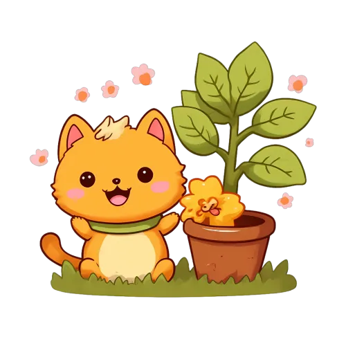 TShirt Design: Whimsical Cat and Flower | Adorable Characters