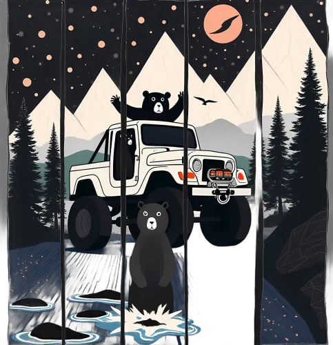 TShirt Design: Adventure Bears in the Mountains