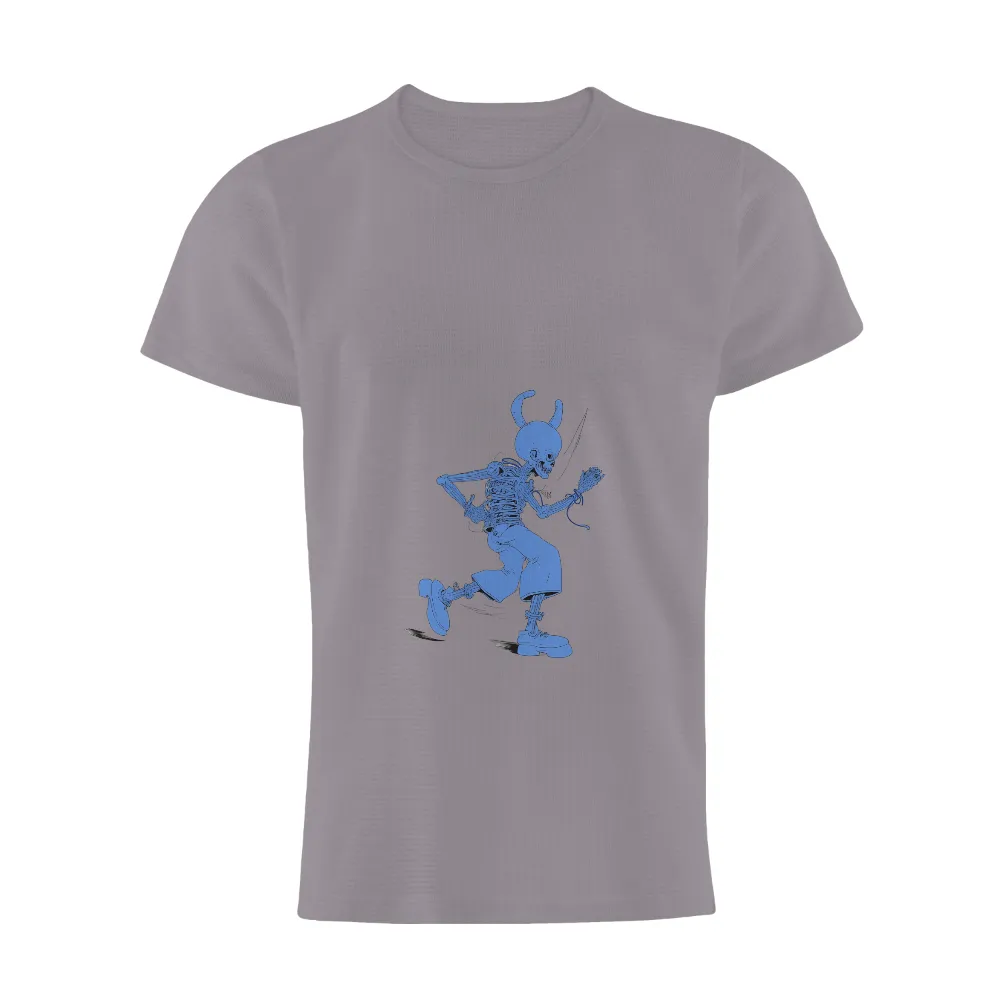 T-Shirts Pattern: The Blue Skeleton - Whimsical Horror in Vintage Style| vintage style skeleton