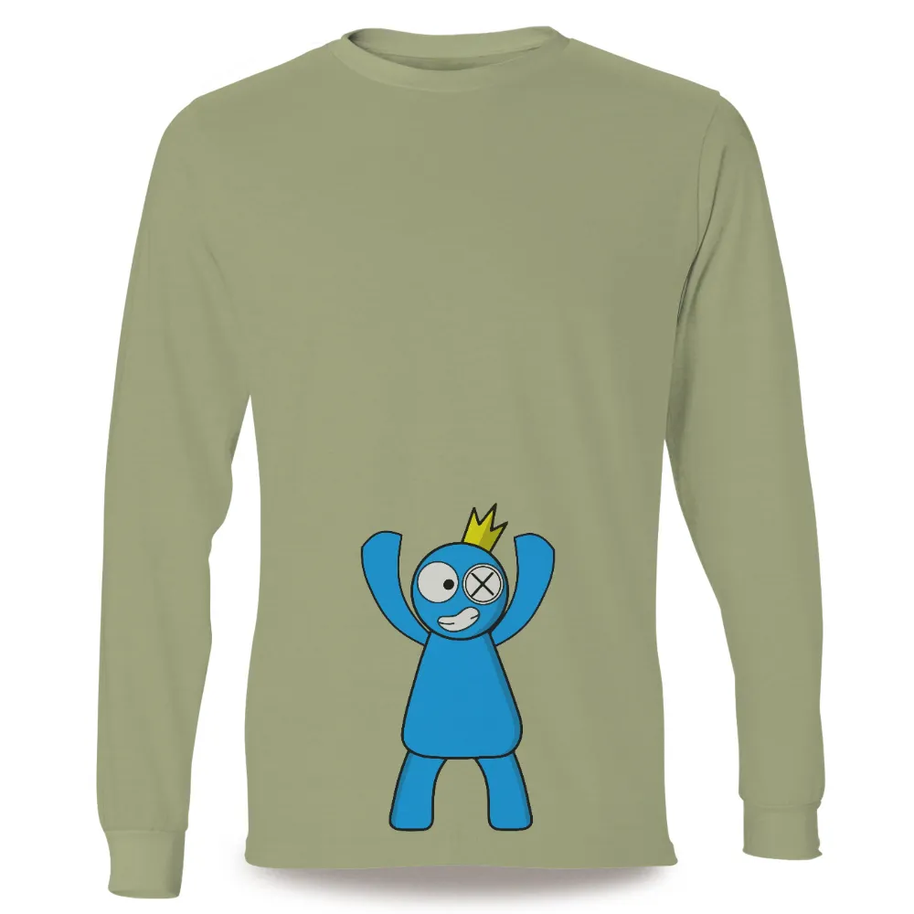 T-Shirts Design: Quirky Blue Figure with Crown - Fun and Whimsy|roblox suit t shirt free