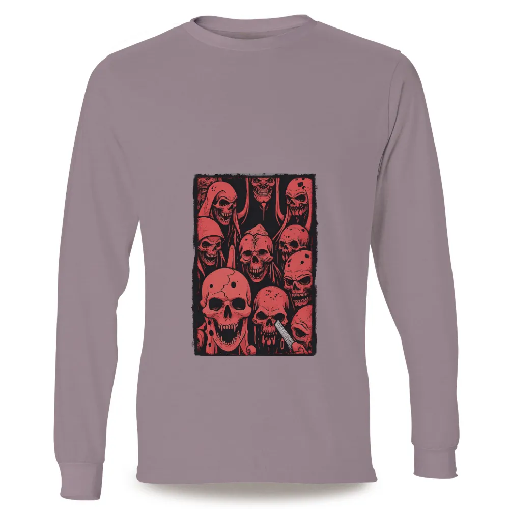 Graphic Tees: Red Skulls - Artistic Horror Design|vintage claude monet shirt