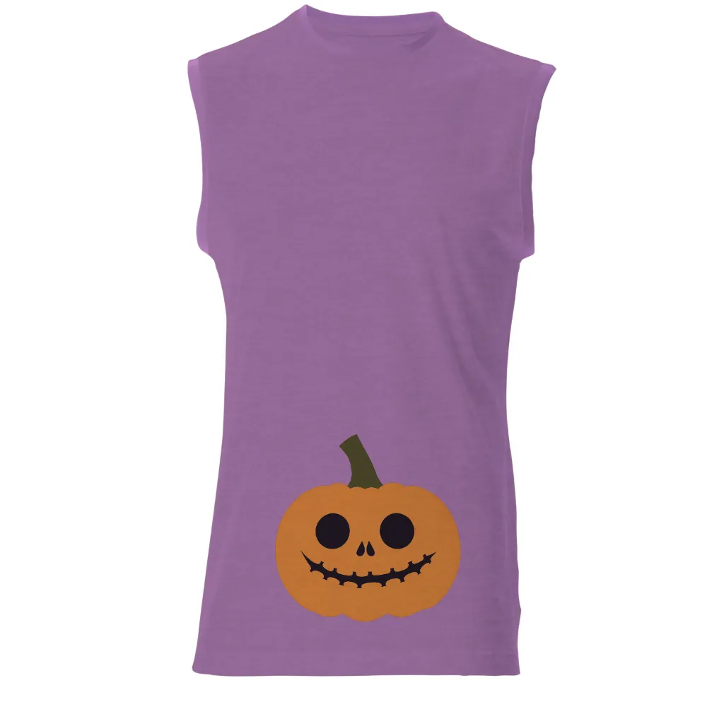 Halloween T-Shirts Design: Cheerful Pumpkin| Vibrant orange and green pumpkin